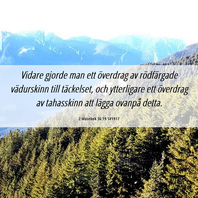 Picture 06 - 2 Mosebok 36:19 SV1917 - Vidare gjorde man ett överdrag av rödfärgade - Bible Verse Picture