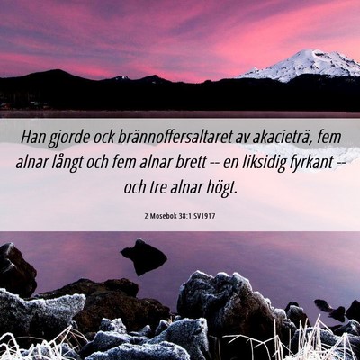 Picture 06 - 2 Mosebok 38:1 SV1917 - Han gjorde ock brännoffersaltaret av akacieträ, - Bible Verse Picture