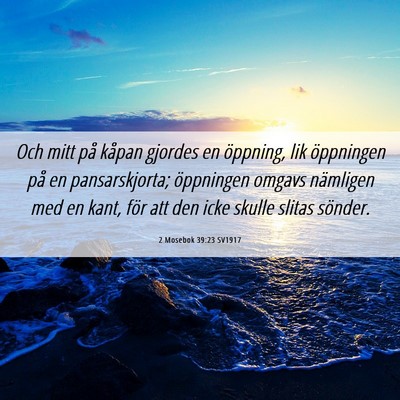 Picture 06 - 2 Mosebok 39:23 SV1917 - Och mitt på kåpan gjordes en öppning, lik - Bible Verse Picture
