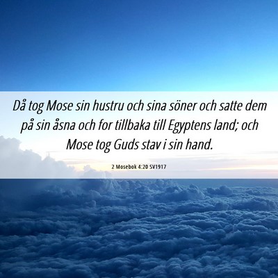 Picture 06 - 2 Mosebok 4:20 SV1917 - Då tog Mose sin hustru och sina söner och satte - Bible Verse Picture