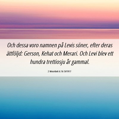 Picture 06 - 2 Mosebok 6:16 SV1917 - Och dessa voro namnen på Levis söner, efter - Bible Verse Picture