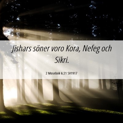 Picture 06 - 2 Mosebok 6:21 SV1917 - Jishars söner voro Kora, Nefeg och - Bible Verse Picture