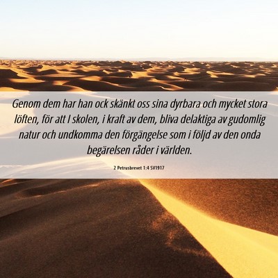 Picture 06 - 2 Petrusbrevet 1:4 SV1917 - Genom dem har han ock skänkt oss sina dyrbara - Bible Verse Picture