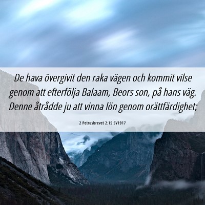Picture 06 - 2 Petrusbrevet 2:15 SV1917 - De hava övergivit den raka vägen och kommit - Bible Verse Picture