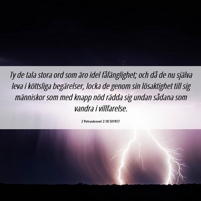 Picture 06 - 2 Petrusbrevet 2:18 SV1917 - Ty de tala stora ord som äro idel - Bible Verse Picture