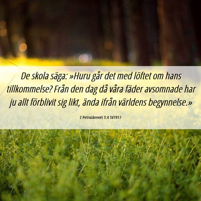 Picture 06 - 2 Petrusbrevet 3:4 SV1917 - De skola säga: »Huru går det med löftet om - Bible Verse Picture