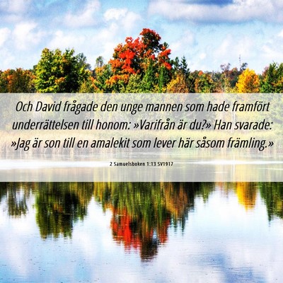 Picture 06 - 2 Samuelsboken 1:13 SV1917 - Och David frågade den unge mannen som hade - Bible Verse Picture