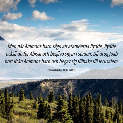 Picture 06 - 2 Samuelsboken 10:14 SV1917 - Men när Ammons barn sågo att araméerna flydde, - Bible Verse Picture