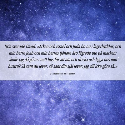 Picture 06 - 2 Samuelsboken 11:11 SV1917 - Uria svarade David: »Arken och Israel och Juda - Bible Verse Picture