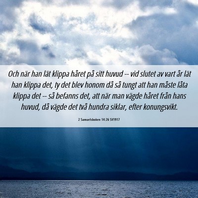 Picture 06 - 2 Samuelsboken 14:26 SV1917 - Och när han lät klippa håret på sitt huvud -- - Bible Verse Picture