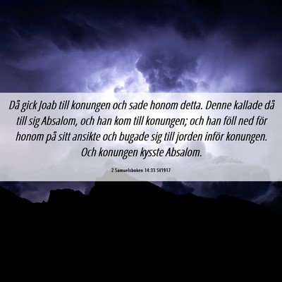 Picture 06 - 2 Samuelsboken 14:33 SV1917 - Då gick Joab till konungen och sade honom detta. - Bible Verse Picture