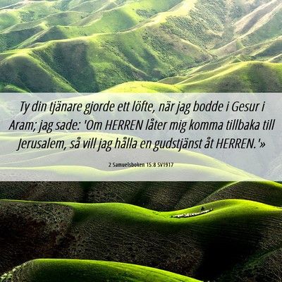 Picture 06 - 2 Samuelsboken 15:8 SV1917 - Ty din tjänare gjorde ett löfte, när jag bodde - Bible Verse Picture