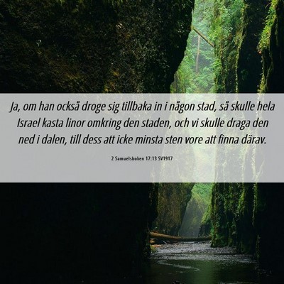 Picture 06 - 2 Samuelsboken 17:13 SV1917 - Ja, om han också droge sig tillbaka in i någon - Bible Verse Picture