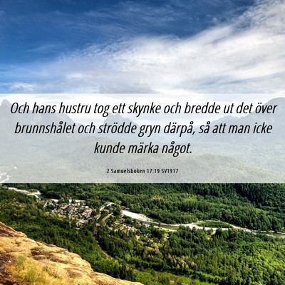 Picture 06 - 2 Samuelsboken 17:19 SV1917 - Och hans hustru tog ett skynke och bredde ut det - Bible Verse Picture
