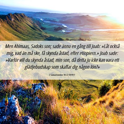 Picture 06 - 2 Samuelsboken 18:22 SV1917 - Men Ahimaas, Sadoks son; sade ännu en gång till - Bible Verse Picture