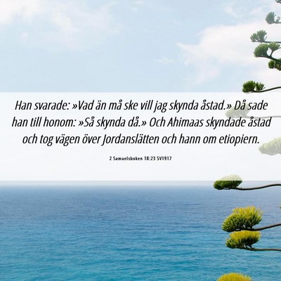 Picture 06 - 2 Samuelsboken 18:23 SV1917 - Han svarade: »Vad än må ske vill jag skynda - Bible Verse Picture
