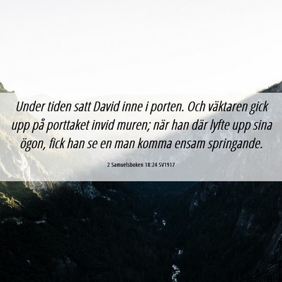Picture 06 - 2 Samuelsboken 18:24 SV1917 - Under tiden satt David inne i porten. Och - Bible Verse Picture