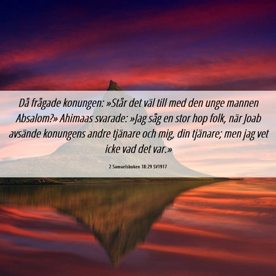Picture 06 - 2 Samuelsboken 18:29 SV1917 - Då frågade konungen: »Står det väl till med - Bible Verse Picture