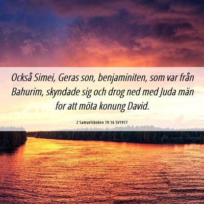 Picture 06 - 2 Samuelsboken 19:16 SV1917 - Också Simei, Geras son, benjaminiten, som var - Bible Verse Picture