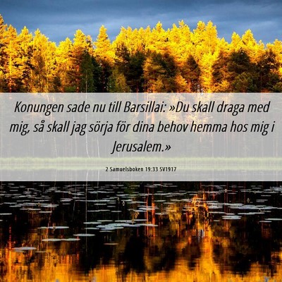 Picture 06 - 2 Samuelsboken 19:33 SV1917 - Konungen sade nu till Barsillai: »Du skall draga - Bible Verse Picture