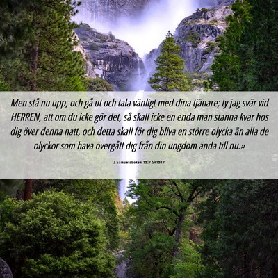Picture 06 - 2 Samuelsboken 19:7 SV1917 - Men stå nu upp, och gå ut och tala vänligt med - Bible Verse Picture