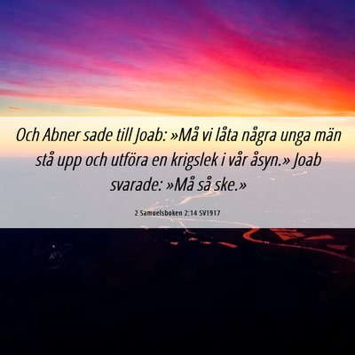 Picture 06 - 2 Samuelsboken 2:14 SV1917 - Och Abner sade till Joab: »Må vi låta några - Bible Verse Picture