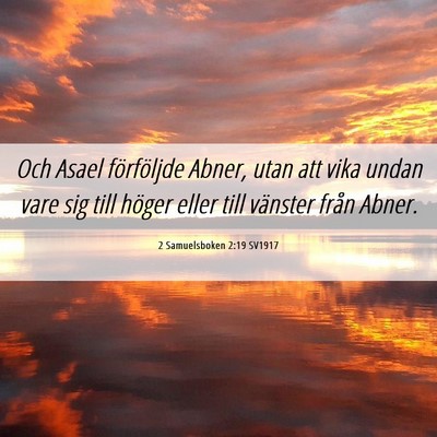Picture 06 - 2 Samuelsboken 2:19 SV1917 - Och Asael förföljde Abner, utan att vika undan - Bible Verse Picture