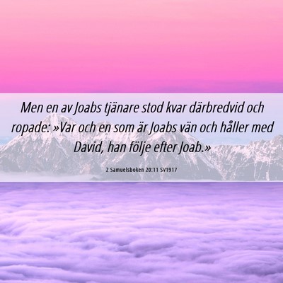 Picture 06 - 2 Samuelsboken 20:11 SV1917 - Men en av Joabs tjänare stod kvar därbredvid - Bible Verse Picture