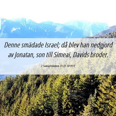 Picture 06 - 2 Samuelsboken 21:21 SV1917 - Denne smädade Israel; då blev han nedgjord av - Bible Verse Picture