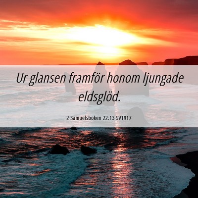 Picture 06 - 2 Samuelsboken 22:13 SV1917 - Ur glansen framför honom ljungade - Bible Verse Picture