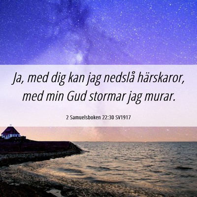 Picture 06 - 2 Samuelsboken 22:30 SV1917 - Ja, med dig kan jag nedslå härskaror, med min - Bible Verse Picture