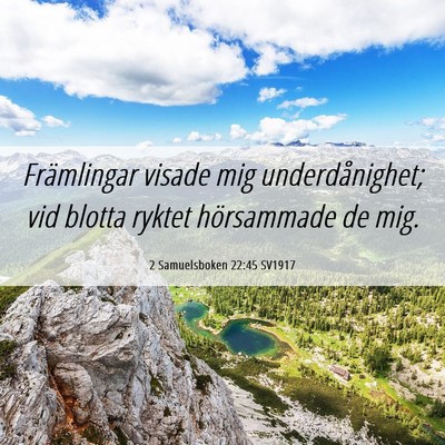 Picture 06 - 2 Samuelsboken 22:45 SV1917 - Främlingar visade mig underdånighet; vid blotta - Bible Verse Picture