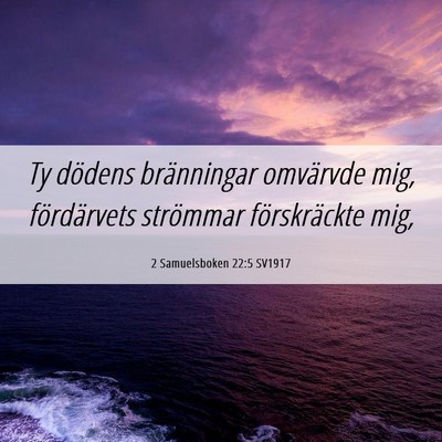Picture 06 - 2 Samuelsboken 22:5 SV1917 - Ty dödens bränningar omvärvde mig, - Bible Verse Picture