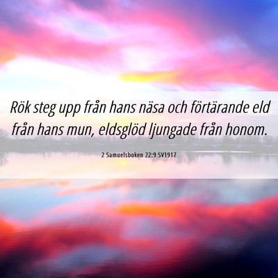 Picture 06 - 2 Samuelsboken 22:9 SV1917 - Rök steg upp från hans näsa och förtärande - Bible Verse Picture