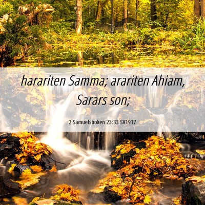 Picture 06 - 2 Samuelsboken 23:33 SV1917 - harariten Samma; arariten Ahiam, Sarars - Bible Verse Picture