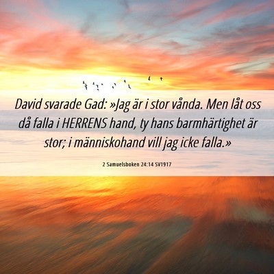 Picture 06 - 2 Samuelsboken 24:14 SV1917 - David svarade Gad: »Jag är i stor vånda. Men - Bible Verse Picture
