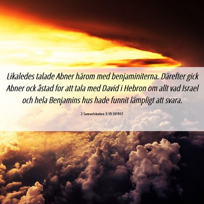 Picture 06 - 2 Samuelsboken 3:19 SV1917 - Likaledes talade Abner härom med benjaminiterna. - Bible Verse Picture
