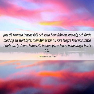 Picture 06 - 2 Samuelsboken 3:22 SV1917 - Just då kommo Davids folk och Joab hem från ett - Bible Verse Picture