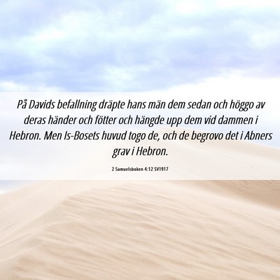 Picture 06 - 2 Samuelsboken 4:12 SV1917 - På Davids befallning dräpte hans män dem sedan - Bible Verse Picture