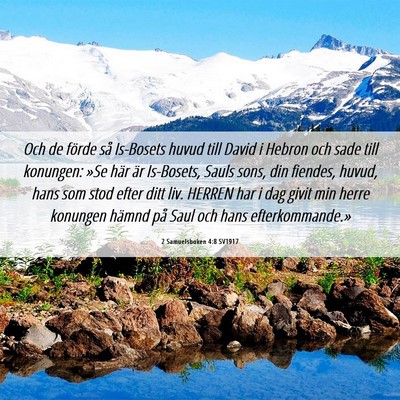 Picture 06 - 2 Samuelsboken 4:8 SV1917 - Och de förde så Is-Bosets huvud till David i - Bible Verse Picture
