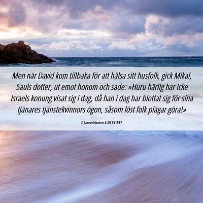 Picture 06 - 2 Samuelsboken 6:20 SV1917 - Men när David kom tillbaka för att hälsa sitt - Bible Verse Picture