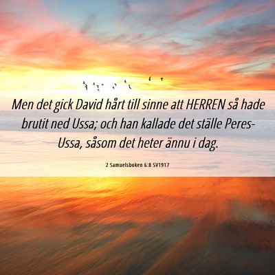 Picture 06 - 2 Samuelsboken 6:8 SV1917 - Men det gick David hårt till sinne att HERREN - Bible Verse Picture
