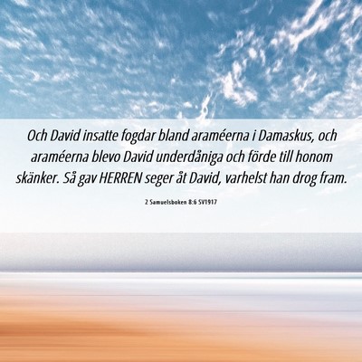 Picture 06 - 2 Samuelsboken 8:6 SV1917 - Och David insatte fogdar bland araméerna i - Bible Verse Picture