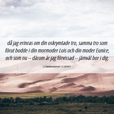 Picture 06 - 2 Timotheosbrevet 1:5 SV1917 - då jag erinras om din oskrymtade tro, samma tro - Bible Verse Picture