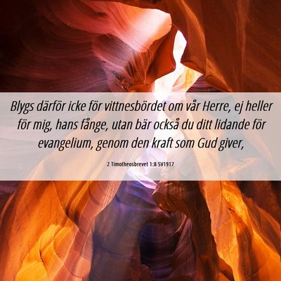 Picture 06 - 2 Timotheosbrevet 1:8 SV1917 - Blygs därför icke för vittnesbördet om vår - Bible Verse Picture