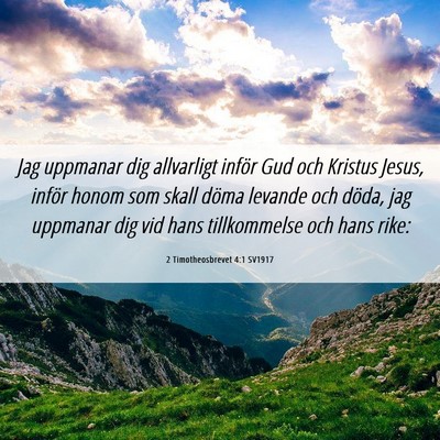 Picture 06 - 2 Timotheosbrevet 4:1 SV1917 - Jag uppmanar dig allvarligt inför Gud och - Bible Verse Picture