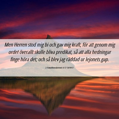 Picture 06 - 2 Timotheosbrevet 4:17 SV1917 - Men Herren stod mig bi och gav mig kraft, för - Bible Verse Picture