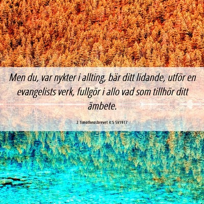 Picture 06 - 2 Timotheosbrevet 4:5 SV1917 - Men du, var nykter i allting, bär ditt lidande, - Bible Verse Picture