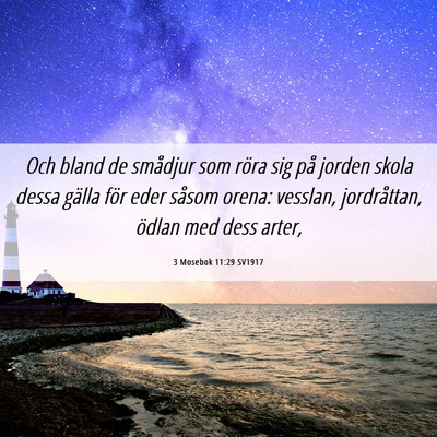Picture 06 - 3 Mosebok 11:29 SV1917 - Och bland de smådjur som röra sig på jorden - Bible Verse Picture