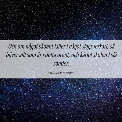 Picture 06 - 3 Mosebok 11:33 SV1917 - Och om något sådant faller i något slags - Bible Verse Picture